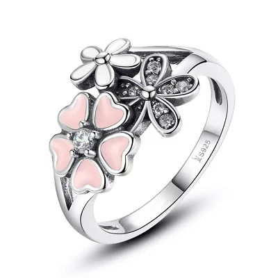 Flower Authentic 925 Sterling Silver Poetic Blooms Charm Finger Ring Sz 6-8 • £6.93