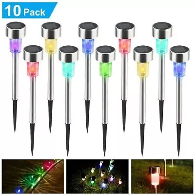 10X Garden Solar Stake Lights Colour Changing Outdoor Pathway Lamps Border Decor • £14.99