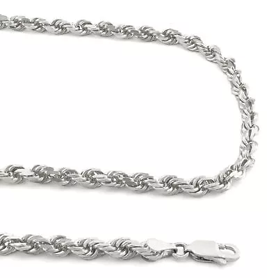 10K White Gold 4mm Diamond Cut Rope Chain Italian Link Pendant Necklace 22  • $376