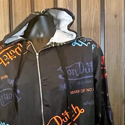 Von Dutch Logo Black Full Zip Hoodie Size Small Motorcycle Kustom Kulture • $39.99