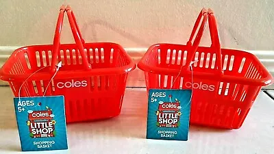 U GET 2 Baskets NEW & TAG Coles Little Shop 2 BASKET Mini Collectable Red  • $24.80