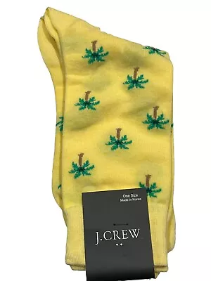 NWT J CREW Socks One Size Yellow Green Palm Trees #40 • $14.75