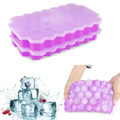 2-Pack 74 Small Mini Ice Cubes Food Grade Silica Gel Frozen Cube Trays With Lids • $12.73