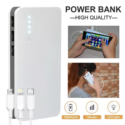 $18.90 • Buy Power Bank 10000mAh 3 USB Fast Mini Portable Phone Battery Charger LED W/ Cable