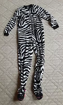 Nick And Nora Footed Zebra Print Footed PJ's Women's Size Small Fleece. EUC. • £14.70