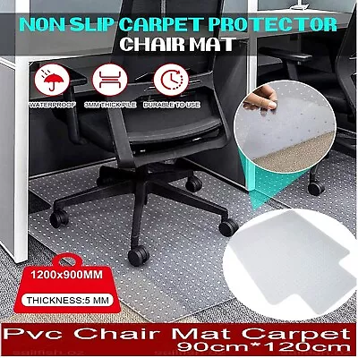 Carpet Floor Chair Mat Office Chairmat Vinyl Plastic Protector Floor 90X120Cm AU • $39.99