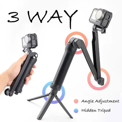 $12.90 • Buy 3-Way Selfie Stick Tripod Mount Hand Grip Monopod Stand For Gopro Hero 9 8 7 6