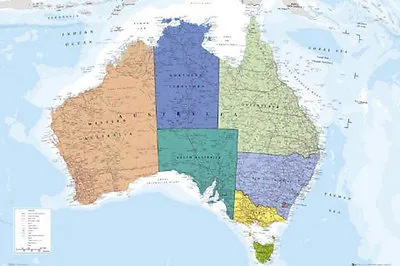 Map Of Australia Colourful Poster (61x91cm) Educational Chart Picture Print New • $9.95