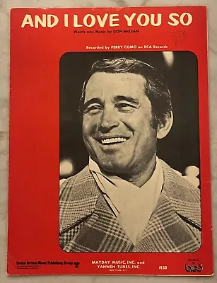 1970 Vintage Sheet Music And I Love You So Perry Como • $20.95