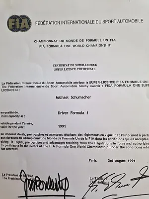Michael Schumacher F1 Driver Superlicence • £7