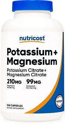 Nutricost Potassium (99 Mg) Magnesium (210 Mg) Citrates 240 Capsules • $13.95