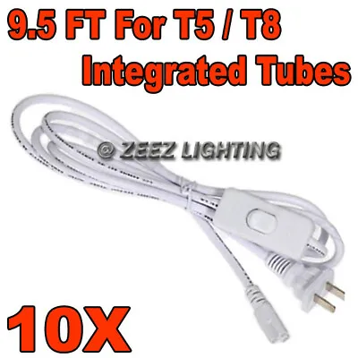 10X 9.5FT AC Power Cord For T5/T8-Integrated LED Tube Light Bulb 2Ft/3Ft/4Ft/5Ft • $35.16