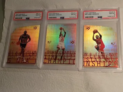 MICHAEL JORDAN PSA 8 NM/MT DIE-CUT GRADED SET 1997 Upper Deck UD3 (MJ1-MJ2-MJ3) • $600