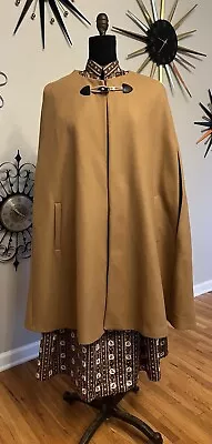 Zara Manteco Wool Blend Camel Cape Poncho Toggle Arm Holes XL • $72.90