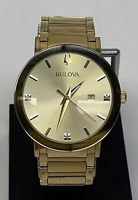 Bulova Quartz Diamond 42mm Gold-Tone Stainless Steel Case Dress Watch Fashion • $39.99