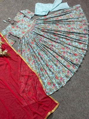$68.72 • Buy Indian Women's New Designer Party Wear Digital Printed Stylish Gown With Dupatta