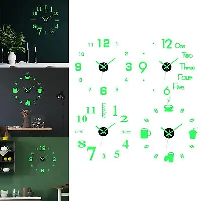£11.23 • Buy Acrylic Luminous Wall Clock Stickers 3D DIY Wall Clocks Glowing Non Ticking