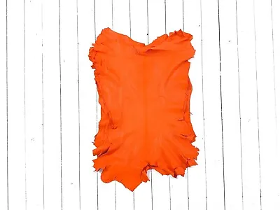£39.99 • Buy 1mm Dyed Veg Tan Suede Sheepskin Leather Craft Half/whole Hide - Bright Orange