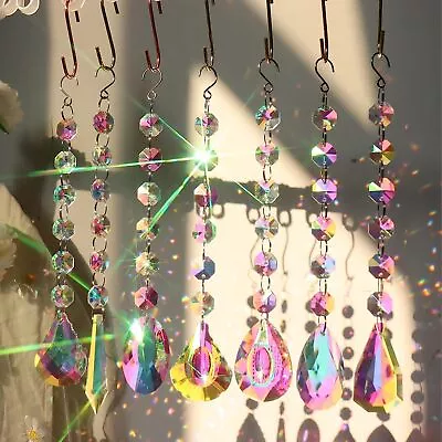 8x Drop Sun Catcher Crystal Light Witchy Suncatcher Prism Rainbow Window Hanging • £12.99