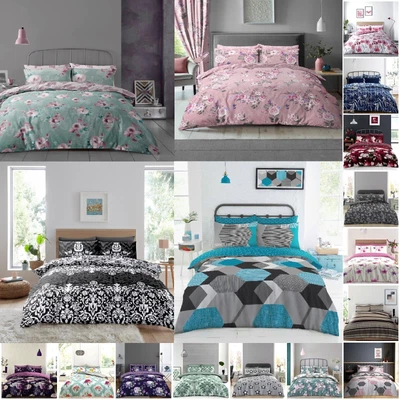 £14.99 • Buy 4 PC Complete Bedding Set Reversible Duvet Cover Bed Sheets With Pillow Case
