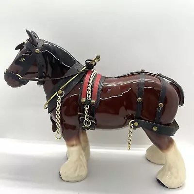 £29.99 • Buy Vintage Large Brown Shire Pony Horse With Tac Ornament Figurine Collectable