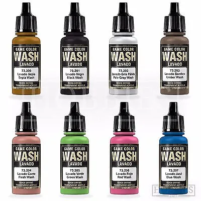 Vallejo Game Colour Wash Model Washes Paints Fantasy Airbrush Colours Spray 17ml • £4.65