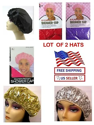 Lot Of 2 Hat- Extra Large Size Vinyl Shower Caps Elastic durable  • $7.99