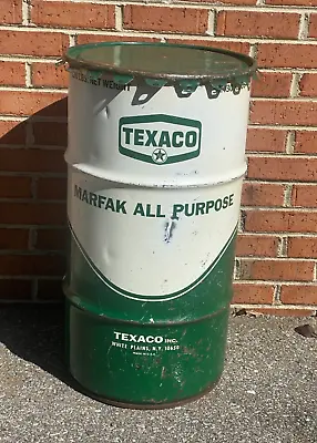 Vintage Texaco Marfak Oil Drum Can Barrell Trash Can Shop 1981 Garage Art Sign • $149.95