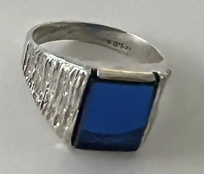 Sapphire Sterling Silver 0.925 VINTAGE Men’s 1/2  N To S BAND RING Size 10.5 • $206.50