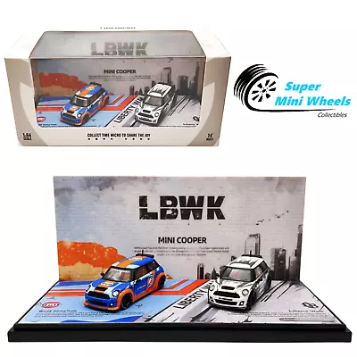 Time Micro 1:64 LBWK Mini Cooper Gulf & White - 2 Cars Set - Diecast Model • $39.99