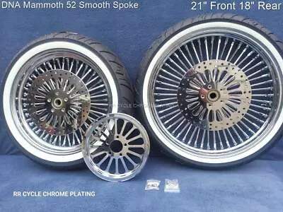 DNA Mammoth 52 Spoke Chrome Wheels 2 Rotors Pulley Tires Harley 08-23 Deluxe • $2395