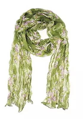 Glamour Girlz Ladies Soft Wrinkled Fashion Paisley Floral Print Scarf Olive • £6.99