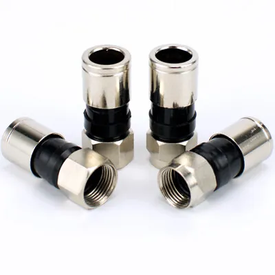 50/100Pcs F-Type Compression Connector Crimp Plug For RG6 Coaxial Cable UK • £13.73