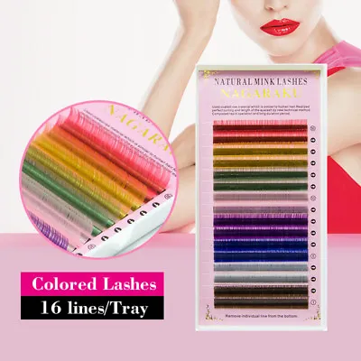 $7.69 • Buy Rainbow Colored Lashes Fake Individual Natural Extension Long MakeUp Eyelashes