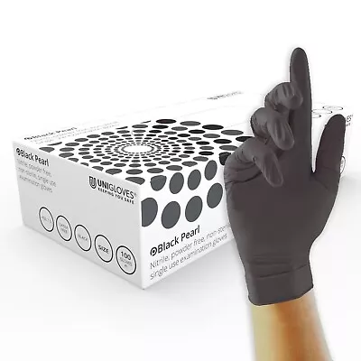 Unigloves Black Pearl Strong Nitrile Disposable Gloves Medical Tattoo Mechanics • £8.25