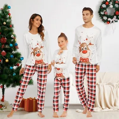 Family Matching Christmas Pyjamas Kids Adult Xmas Nightwear Pajamas Pjs-Set 2023 • £4.99