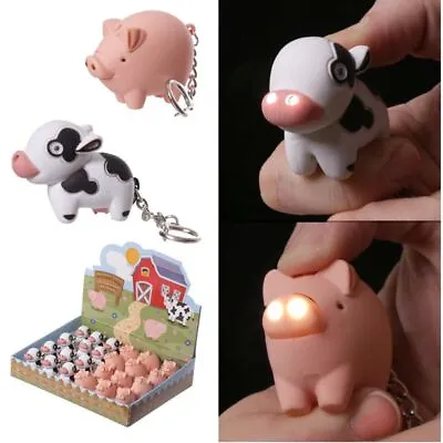 Farmyard LED Cow And Pig Keyring With Sound Novelty Gift Farm Noises • £7.39