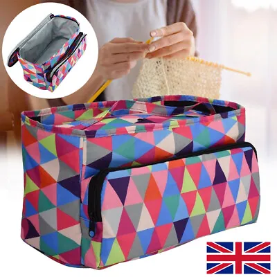 Portable Knitting Tote Bag Wool Crochet Storage Bags Sewing Needles Organizer S • £9.97