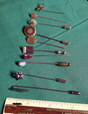 Lot 10 Antique & Vintage STICK / HAT Pins Gold & Silver-Tone Metals Opal + Other • $26