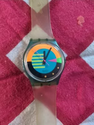 Vintage 1988 SWATCH Watch GN102 FLUMOTIONS New Battery Rare! • $35