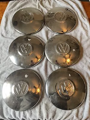 6 Vintage Pre 1967 Original Volkswagen VW Chrome Hub Caps 10  Inch (6) • $100