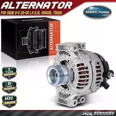 Alternator For Saab 9-3 2003-2005 L4 2.0L 140 A/12 V CW 5-Groove Clutch Pulley • $156.99
