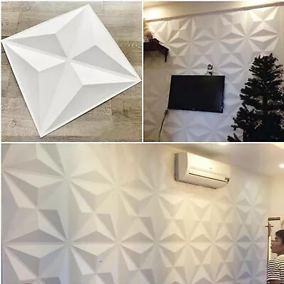 3D Decorative Interior Wall Panels Covering Diamond Plastic Cladding Tiles 30cm • £2.16
