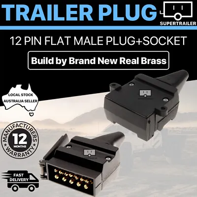 $21.95 • Buy 12 Pin Flat Trailer Socket Plug Set Connector Trailer Caravan Camper Adaptor NEW