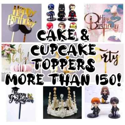 $6.25 • Buy 165 STYLES Cake Cupcake 3D Topper Birthday Baby Shower Wedding Grad EID