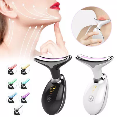 Neck Face Lifting Massager Skin Tighten Device LED And Anti Wrinkle Double Chin • £11.89