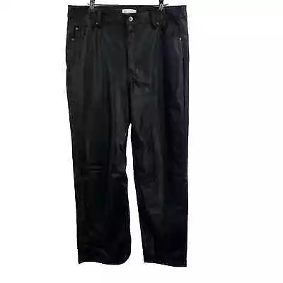 H&M Faux Leather Straight Leg Black Pant Size 14 • $22.66