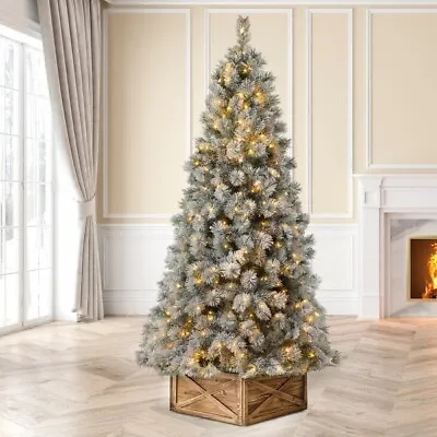 9’ Ft PRE-LIT SNOW FLOCKED PENCIL PINE HOLIDAY🎄CHRISTMAS TREE • $900