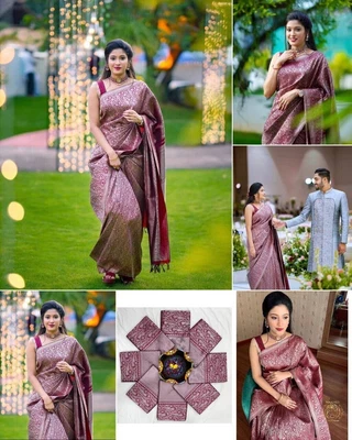 $70.18 • Buy Soft Silk Saree Blouse New Sari Indian Pakistani Wedding Bollywood Party Wear