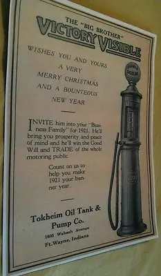 1920 Victory Visible Gas Gasoline Pump Ad Tokheim Co. Ft. Wayne In. Poster Repo • $9.25